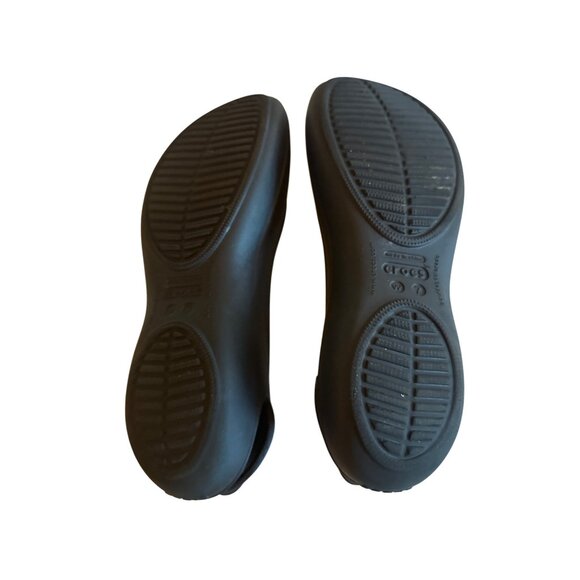 Crocs Kadee Black Lightweight Laser Cut Flat Slingback Comfort Shoes Size 7 - Picture 4 of 5